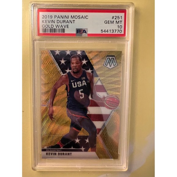 2019-20 Mosaic Kevin Durant Gold Wave Prizm #251 PSA 10